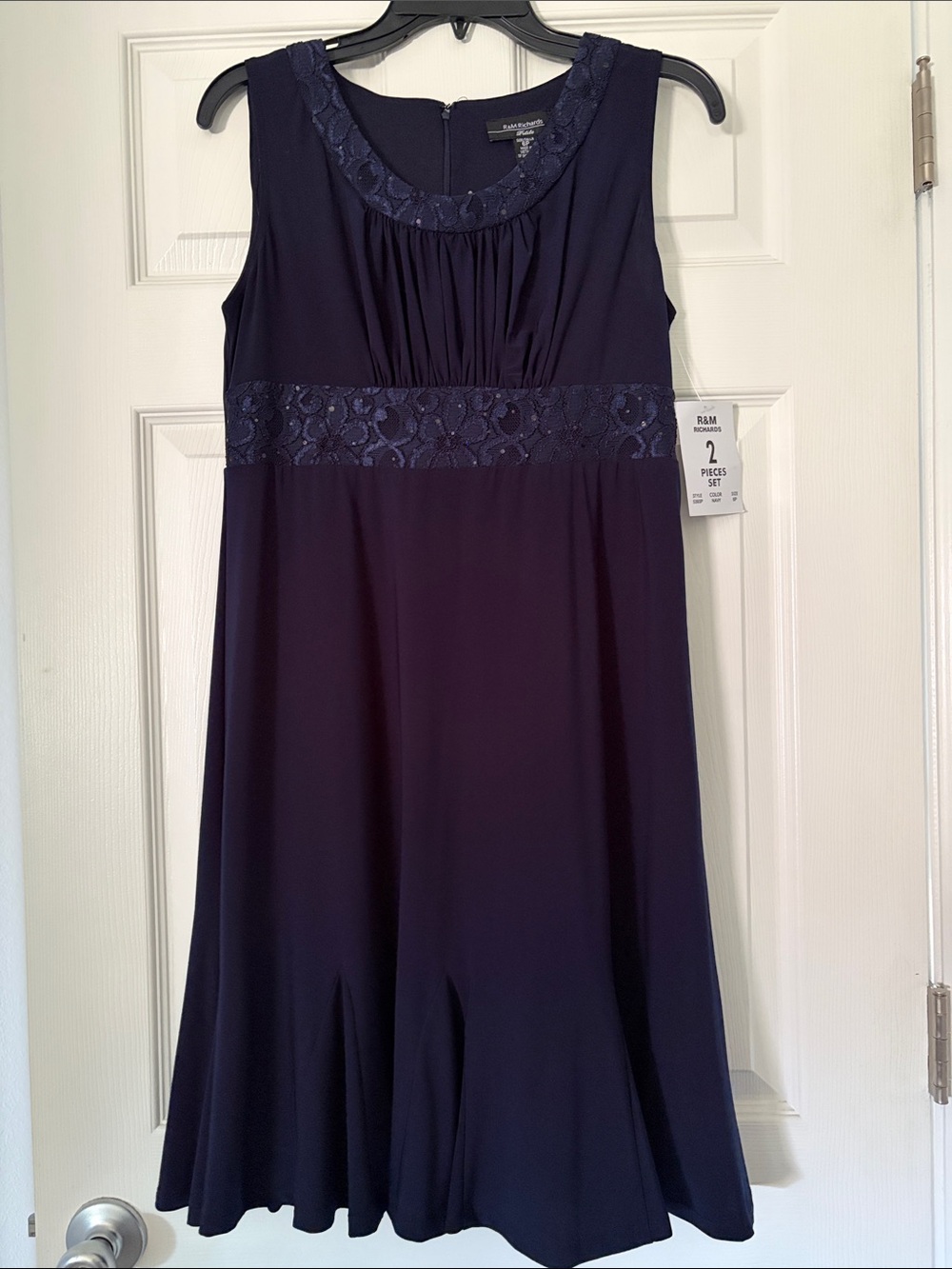 R&M Richards Navy Lace Jacket Dress Set - Picture 3 of 6